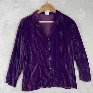 Vintage CP Shades Sausalito Purple Velvet Whimsigoth Shirt Medium Artsy Chic
